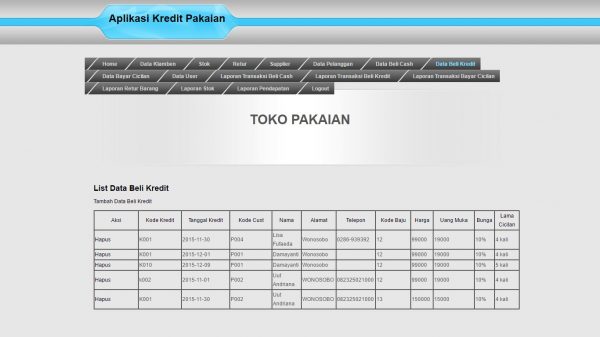 Aplikasi Kredit Pakaian