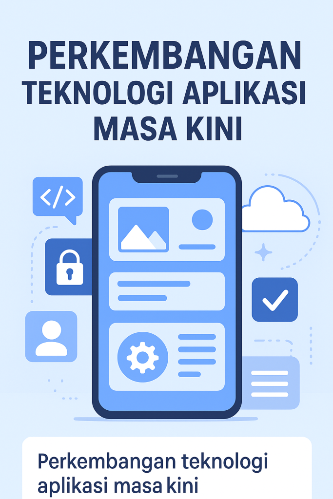 Ilustrasi teknologi aplikasi dengan elemen digital dan antarmuka modern