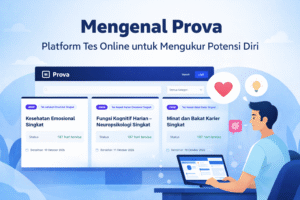 Tampilan website Prova sebagai platform tes online untuk mengukur potensi diri